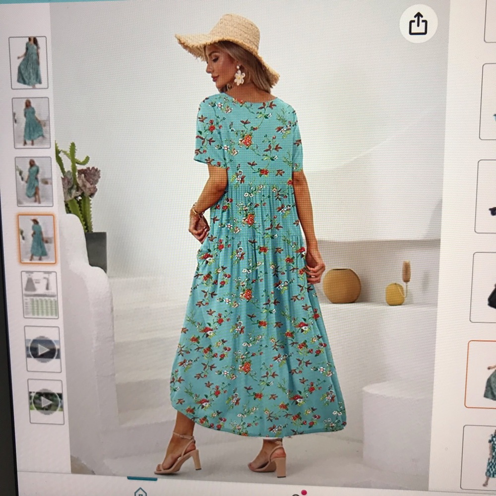 YESNO XS (S)  Bohemian floral maxi dress 100% lightweight cotton 2 pockets EUC